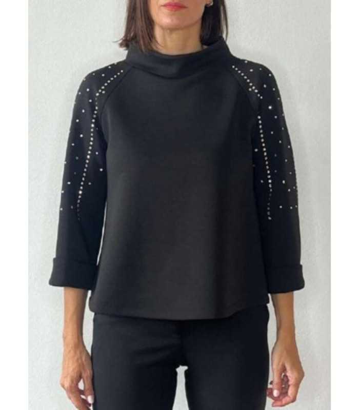 Top Negro Pedrería Civit Mujer