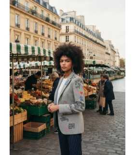 Chaqueta Gris Serigrafia Vilagallo Mujer