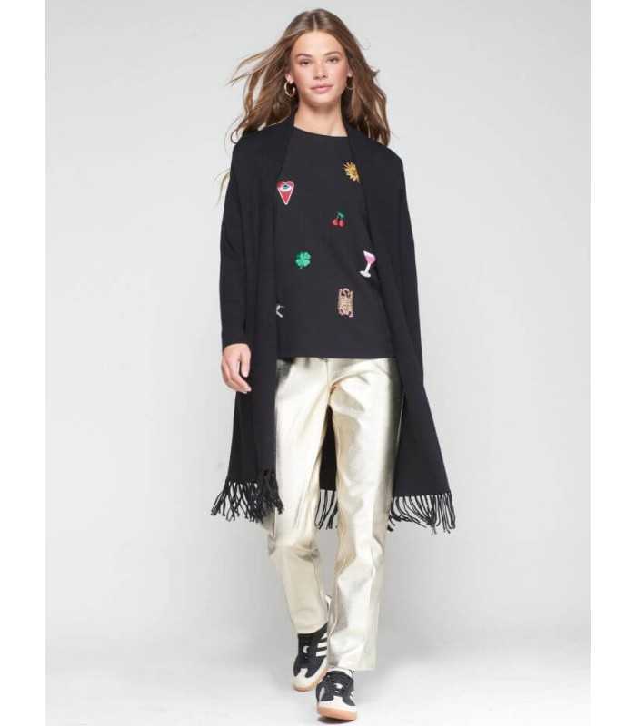 Chaqueta Flecos Bordada Vilagallo Mujer