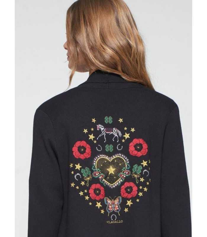 Chaqueta Flecos Bordada Vilagallo Mujer