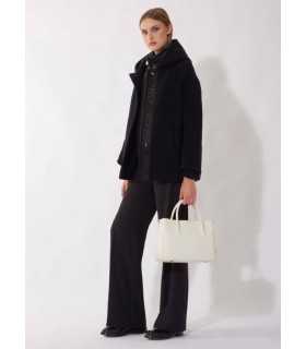 Chaquetón Negro Combinado Cinzia Rocca Mujer