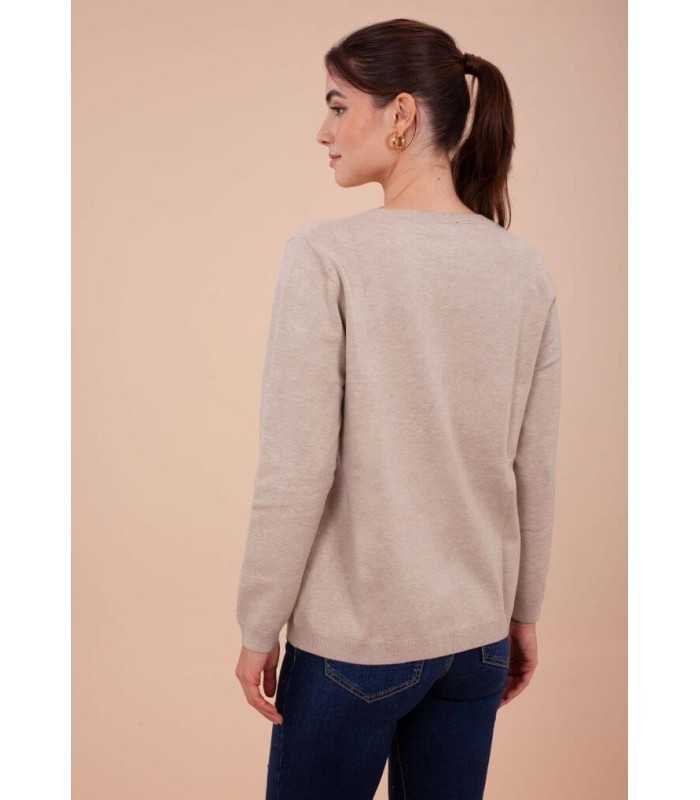 Suéter Beige Apliques Anna Mora Mujer