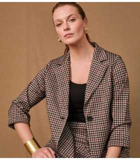 Chaqueta Estampada Cuadros Anna Mora Mujer