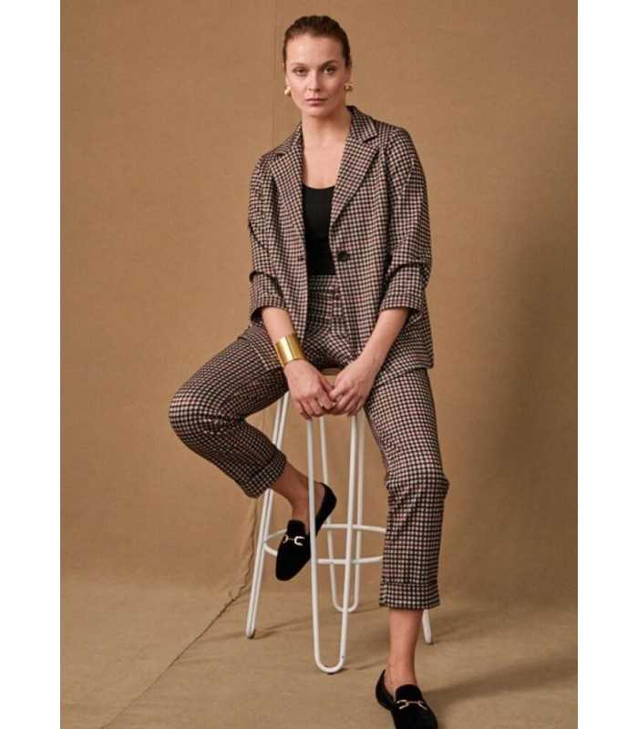 Chaqueta Estampada Cuadros Anna Mora Mujer