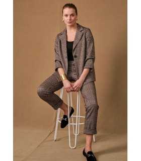 Pantalón Estampado Cuadros Anna Mora Mujer