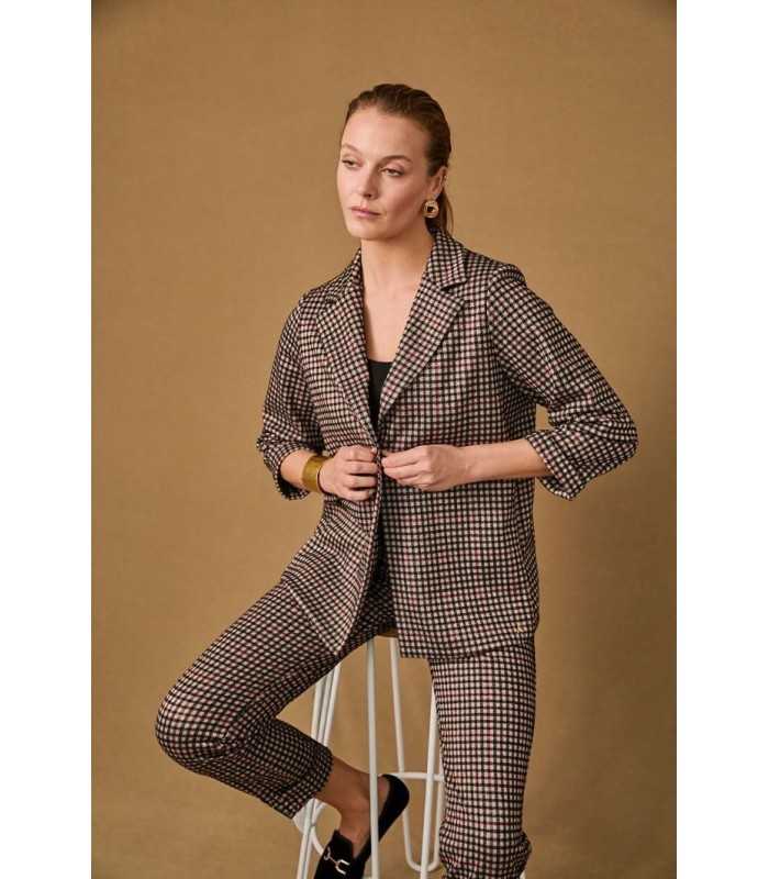 Chaqueta Estampada Cuadros Anna Mora Mujer