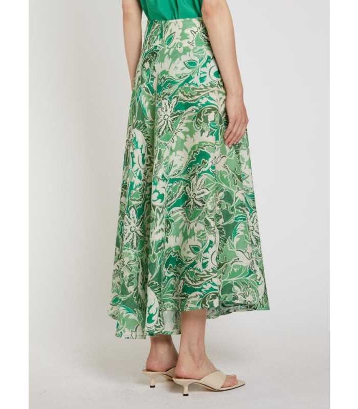 Falda Lino Estampado Verdes Marella Mujer