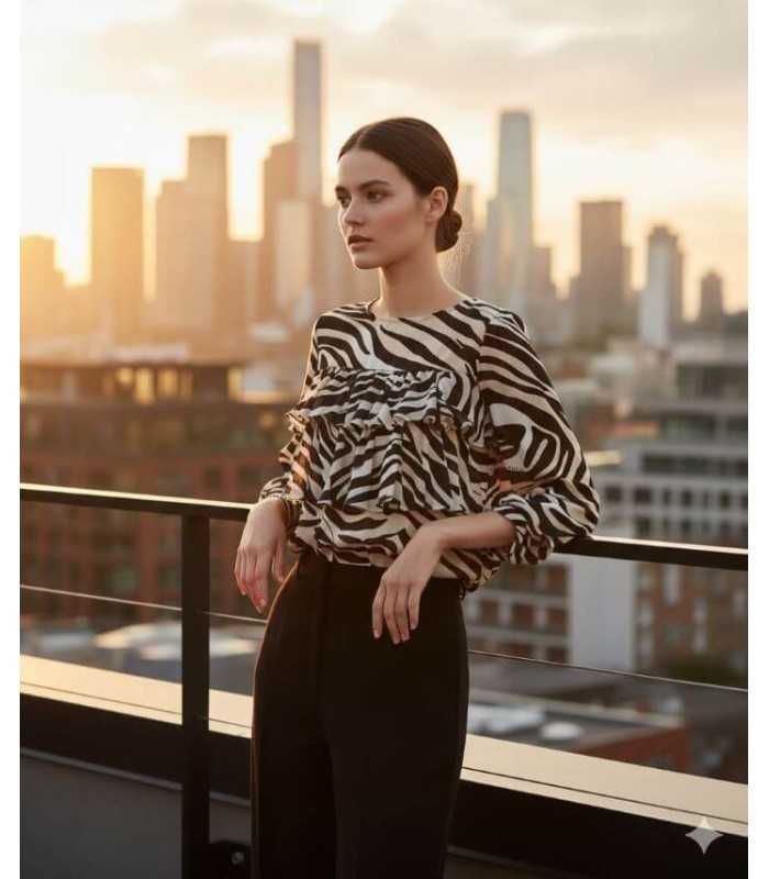 Blusa Estampado Cebra Marella Mujer