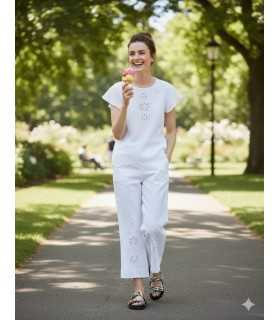 Top Lino Blanco Marella Mujer