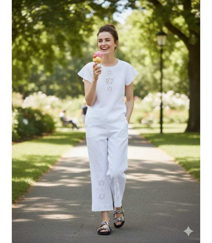 Top Lino Blanco Marella Mujer