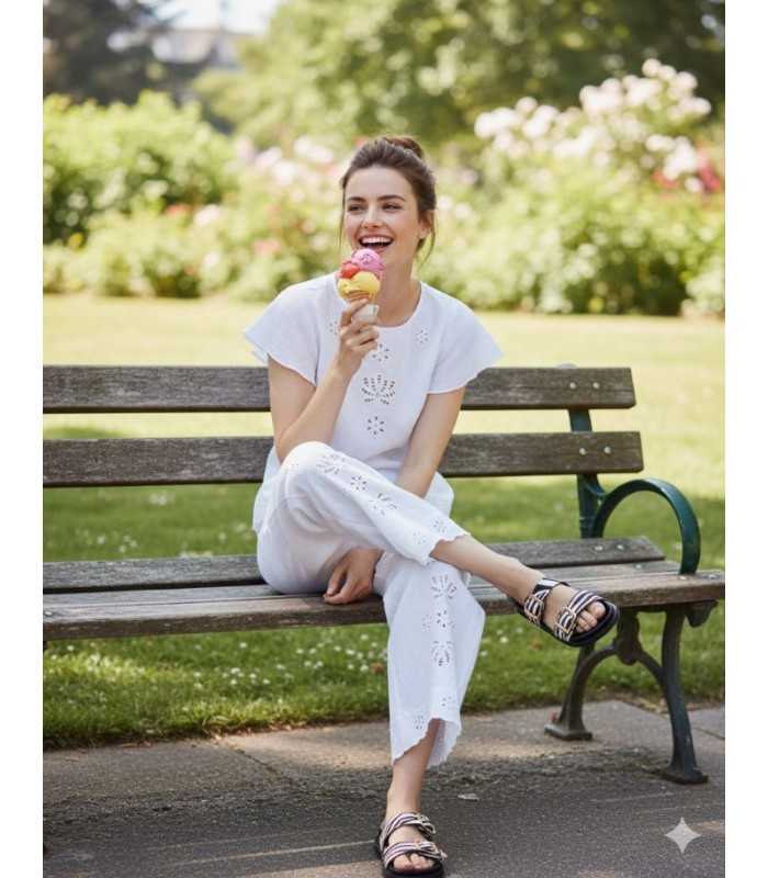 Top Lino Blanco Marella Mujer