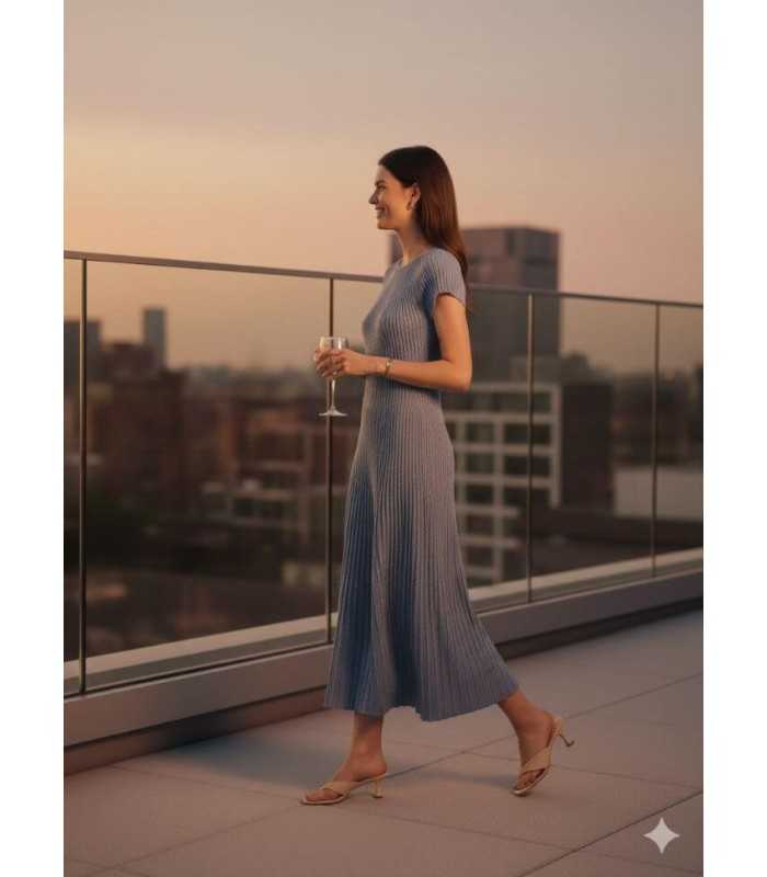 Vestido Lurex Azul Marella Mujer