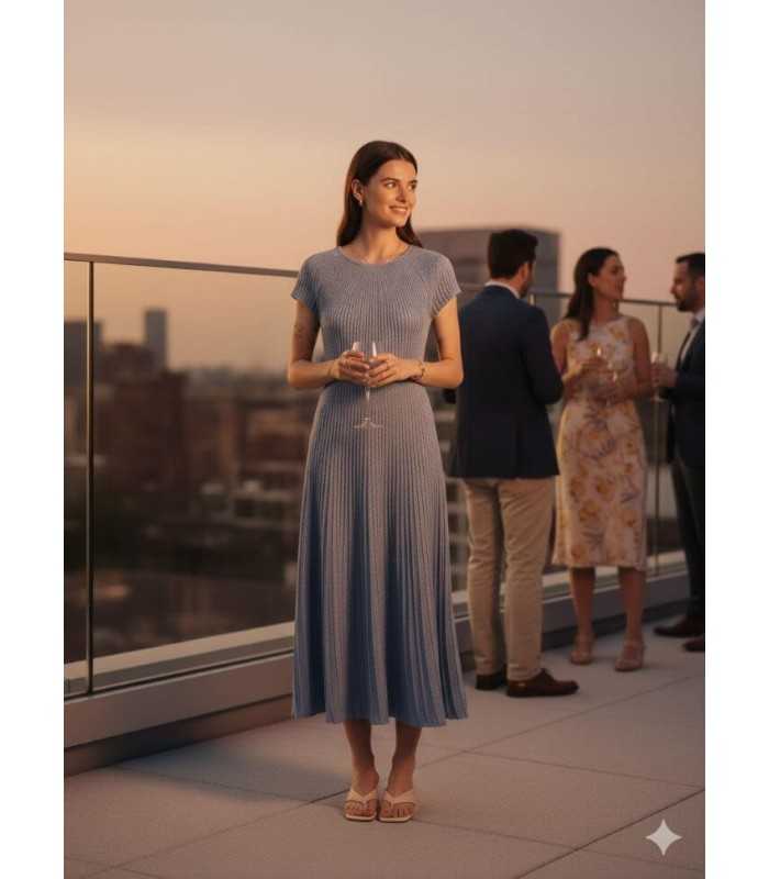 Vestido Lurex Azul Marella Mujer