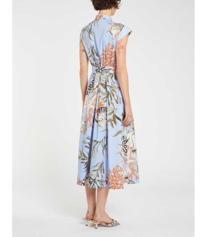 Vestido Camisero Azul Estampado Marella Mujer