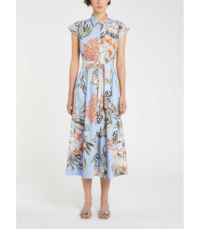 Vestido Camisero Azul Estampado Marella Mujer
