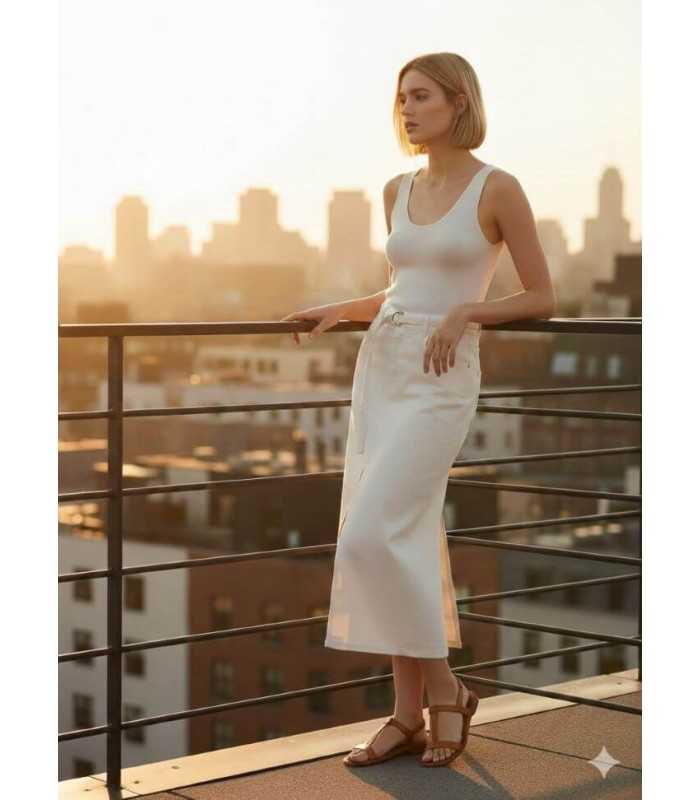 Falda Vaquera Blanca Marella Mujer