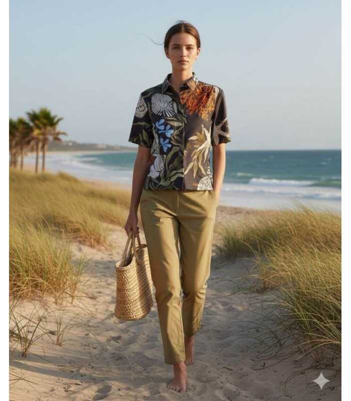 Camisa Estampado Fondo Marino Marella Mujer