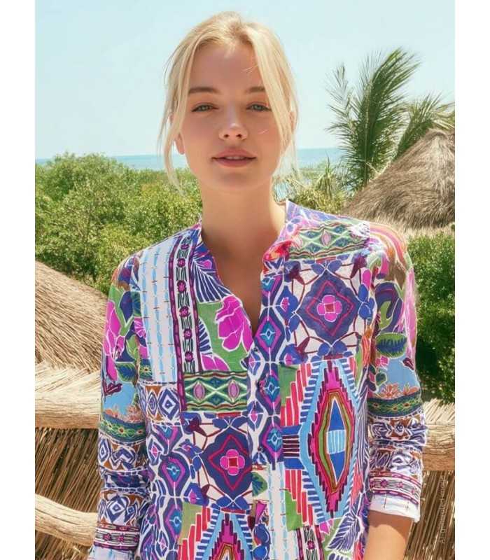 Camisa Estampado Lila Vilagallo Mujer