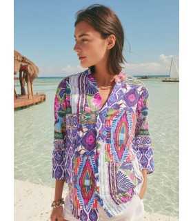 Camisa Estampado Lila Vilagallo Mujer