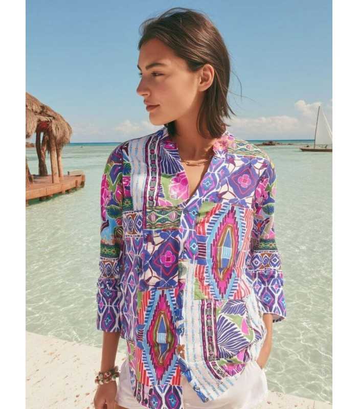 Camisa Estampado Lila Vilagallo Mujer