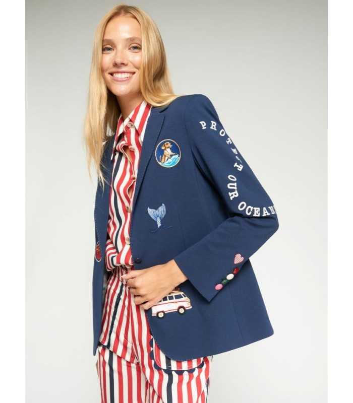 Chaqueta Americana Marino Bordados Vilagallo Mujer
