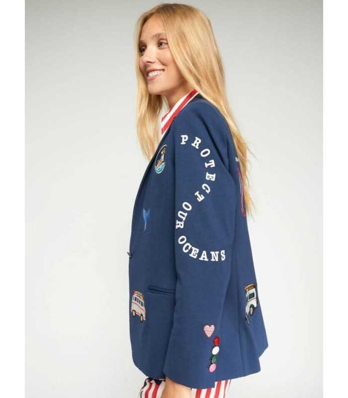 Chaqueta Americana Marino Bordados Vilagallo Mujer