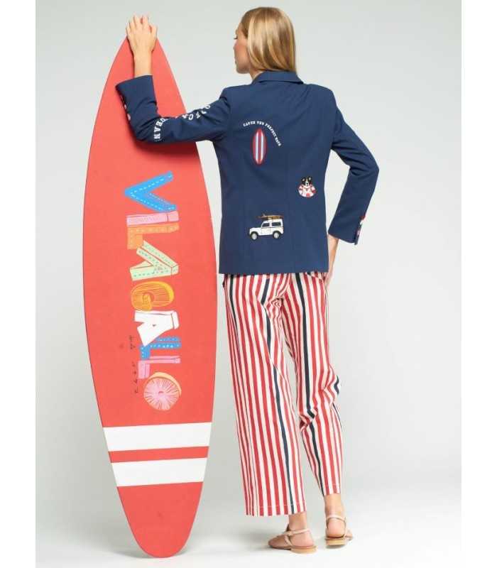 Chaqueta Americana Marino Bordados Vilagallo Mujer