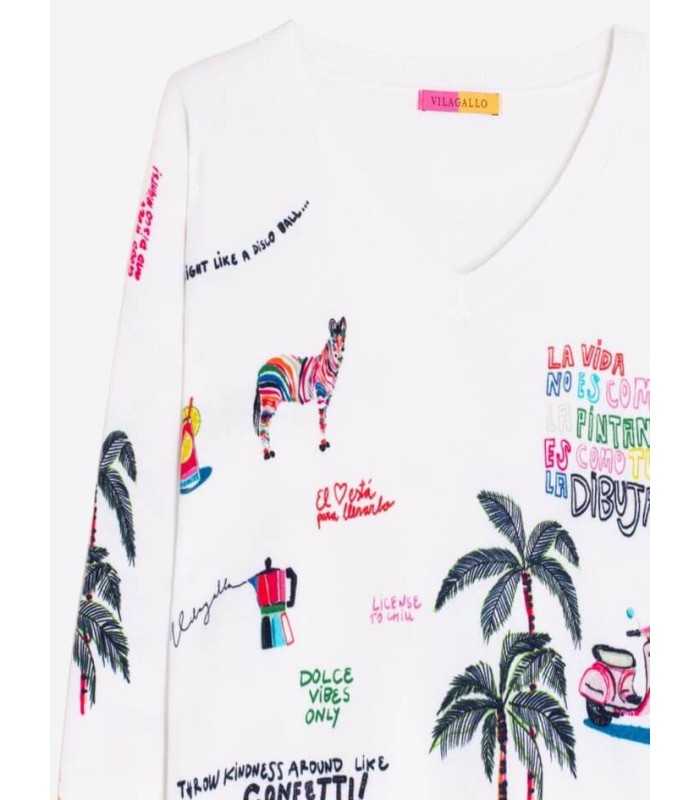 Suéter Blanco Dibujos Vilagallo Mujer