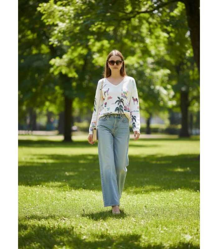 Suéter Blanco Dibujos Vilagallo Mujer