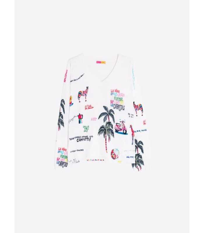 Suéter Blanco Dibujos Vilagallo Mujer