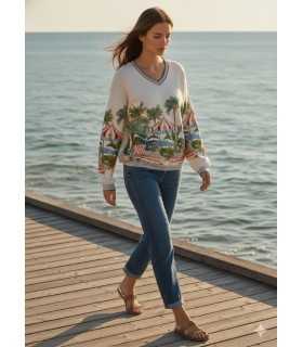 Suéter Estampado Palmeras Vilagallo Mujer