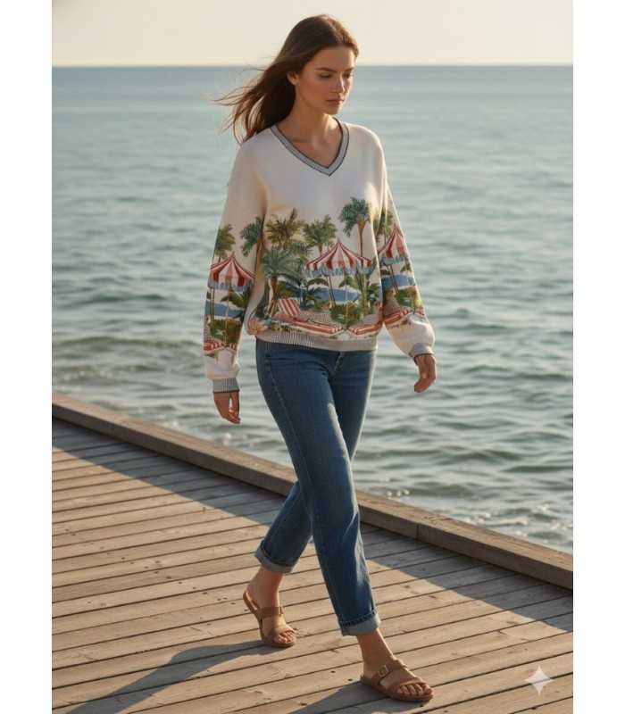 Suéter Estampado Palmeras Vilagallo Mujer