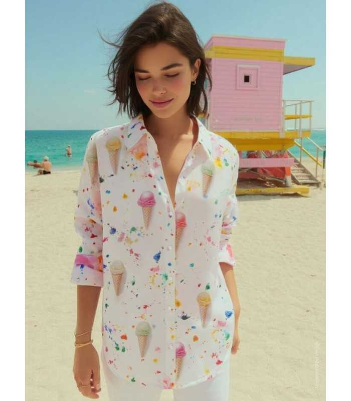 Camisa Estampado Helados Vilagallo Mujer