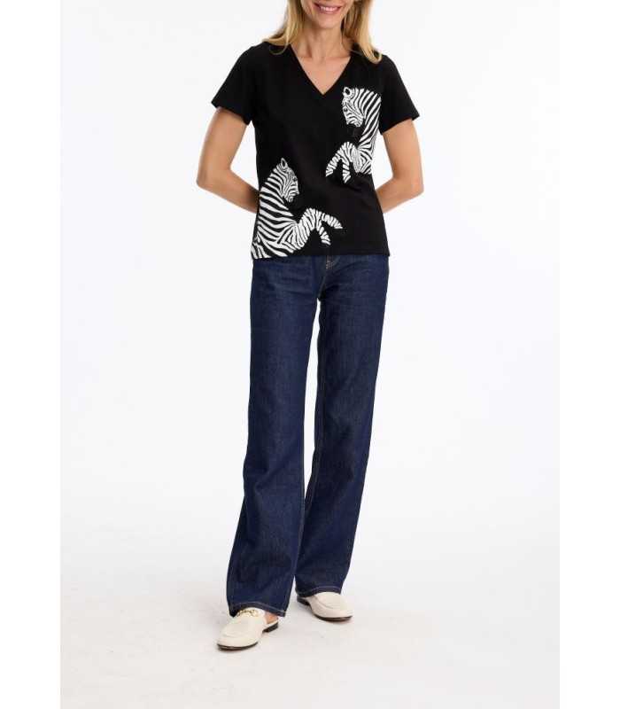 Camiseta Negra Cebras Leo&ugo Mujer