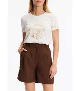 Camiseta Blanca Detalle Dorado Leo&ugo Mujer