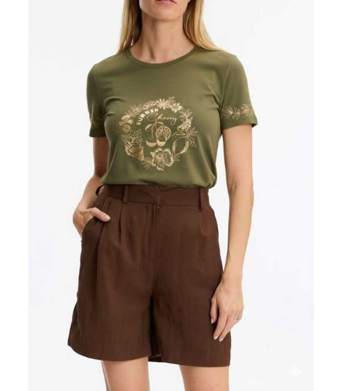 Camiseta caqui Detalle Dorado Leo&ugo Mujer