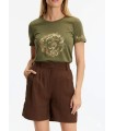 Camiseta caqui Detalle Dorado Leo&ugo Mujer