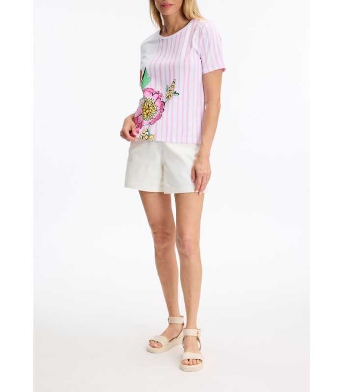 Camiseta Rayas Flores Leo&ugo Mujer