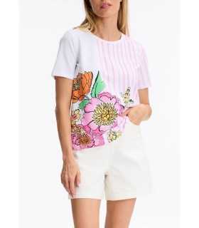 Camiseta Rayas Flores Leo&ugo Mujer