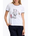 Camiseta Blanca Dibujo Leo&ugo Mujer