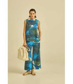 Pantalón Estampado Azules Maria Bellentani Mujer