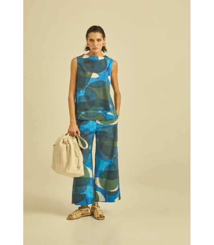 Pantalón Estampado Azules Maria Bellentani Mujer