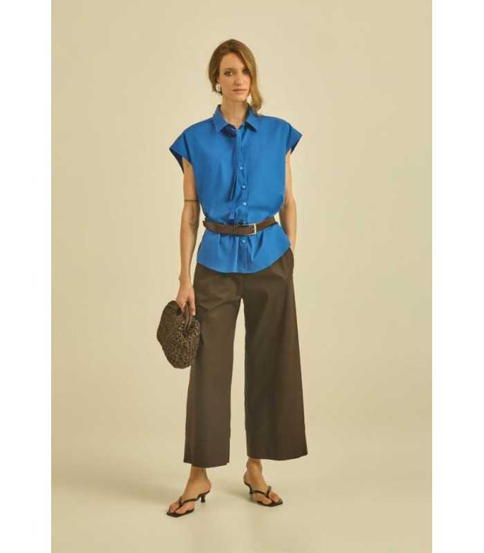 Pantalón Cropped Camel Maria Bellentani Mujer