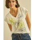 Camiseta Bordada Flores Maria Bellentani Mujer