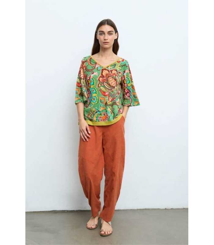 Top Verde Estampado Aldo Martins Mujer