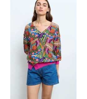 Top Fucsia Estampado Aldo Martins Mujer