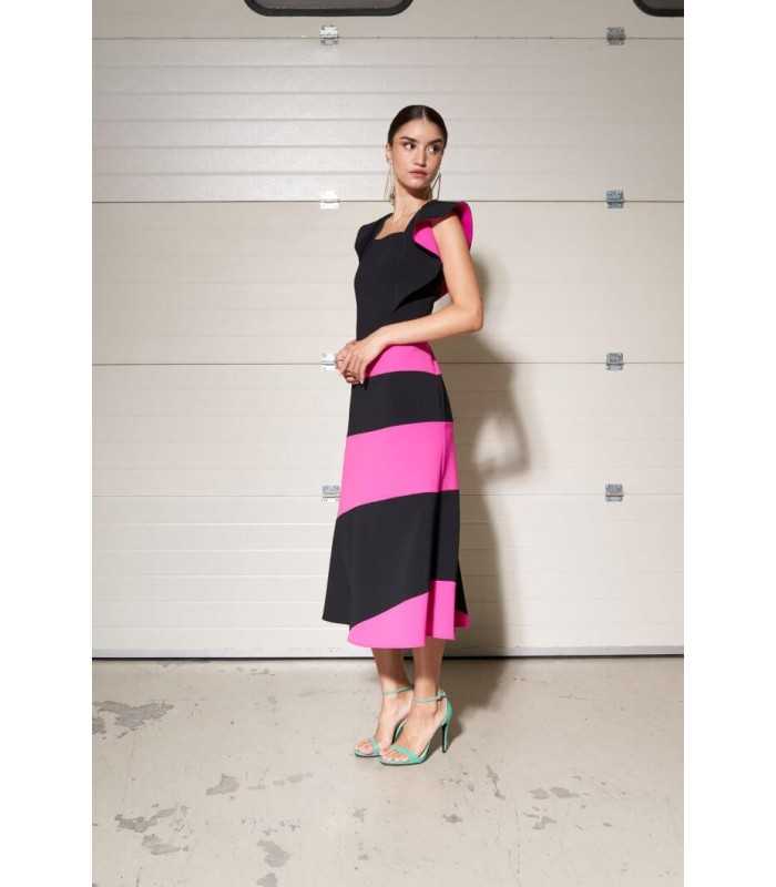 Vestido Bicolor Blanco Negro Moskada Mujer