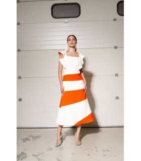 Vestido Bicolor Blanco Negro Moskada Mujer