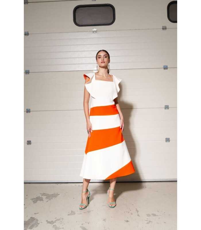 Vestido Bicolor Blanco Negro Moskada Mujer