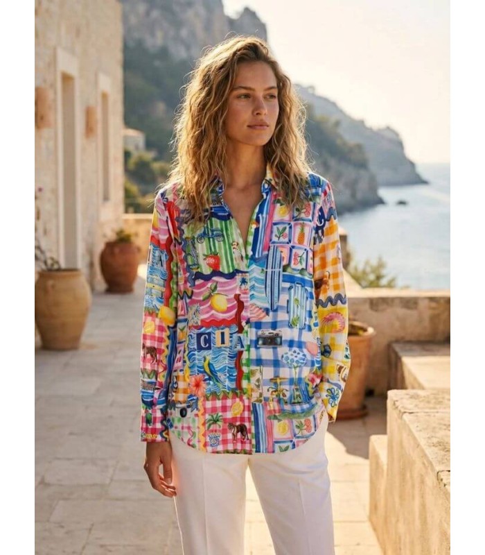 Camisa Estampada Colorida Vilagallo Mujer